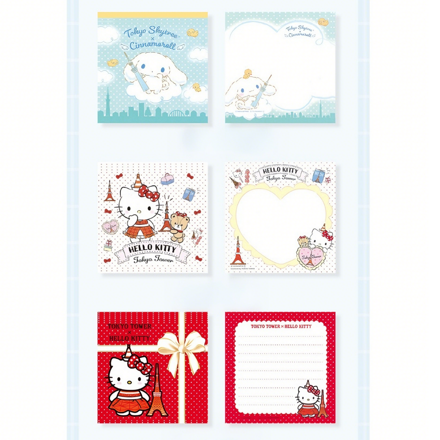 Sanrio Characters Memo Pad - Eiffel Tower & Clouds