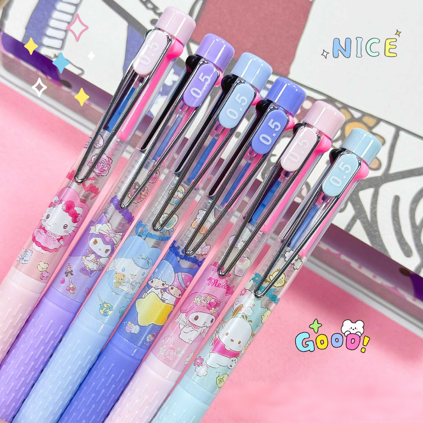 Sanrio Characters Three-color Ballpoint Pen (black & blue & red)