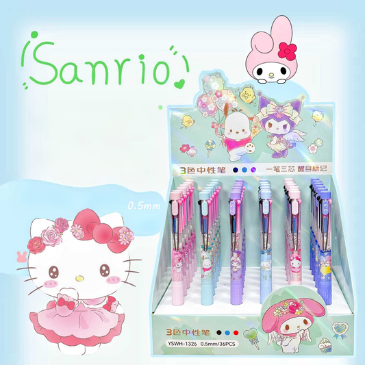 Sanrio Characters Three-color Ballpoint Pen (black & blue & red)