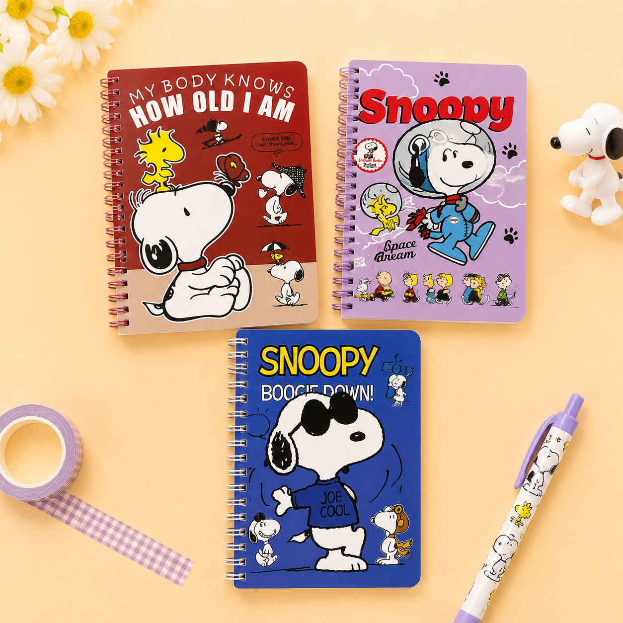 Snoopy Characters Spiral Notebook – 16K Cute Stationery Journal