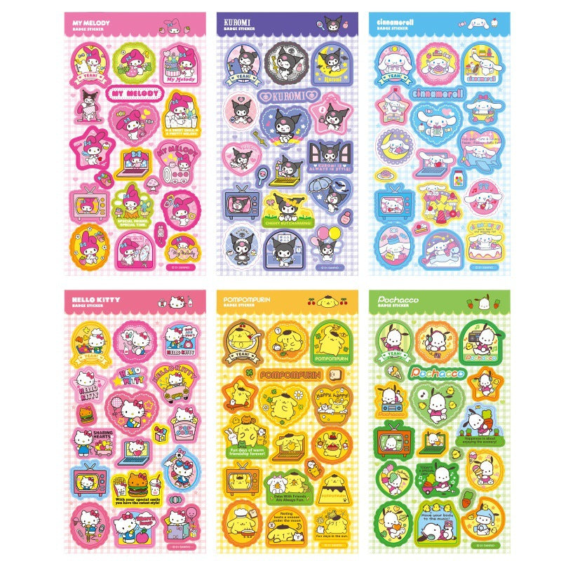 Sanrio Characters Sticker - Holographic Glitter Badge