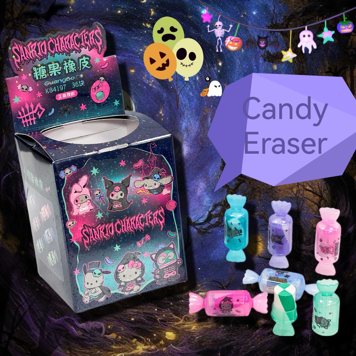 Sanrio Halloween Candy Eraser Set – Cute